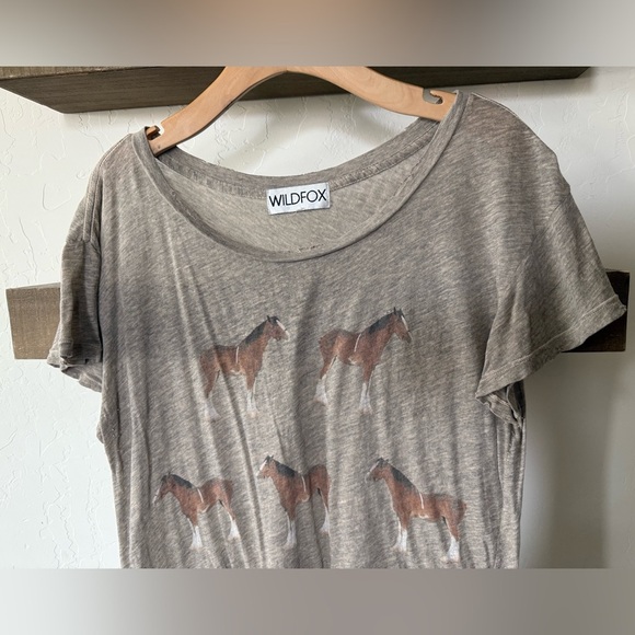 Wildfox|Distressed tan horse print tee,burnout style•••boho novelty print - Picture 5 of 13